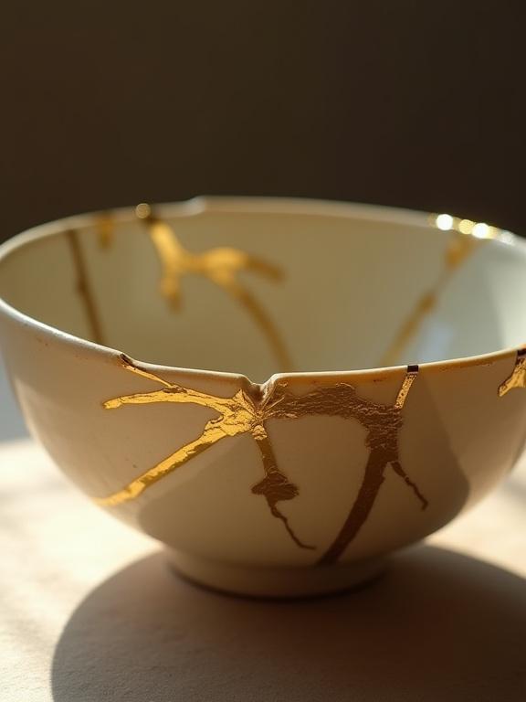 金で修復された美しい陶器の椀