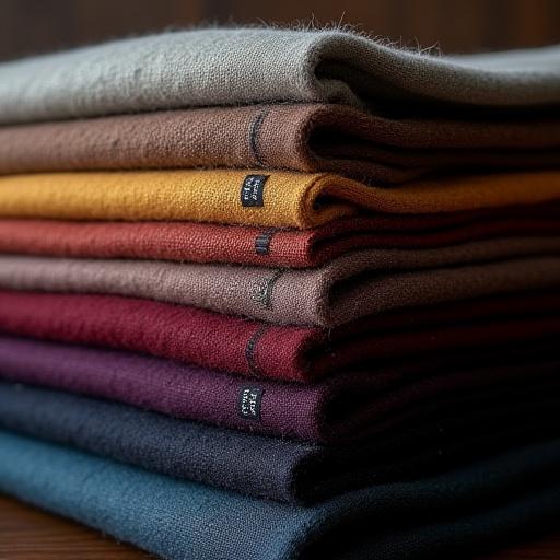 積み重ねられた高品質なスーツ生地の見本